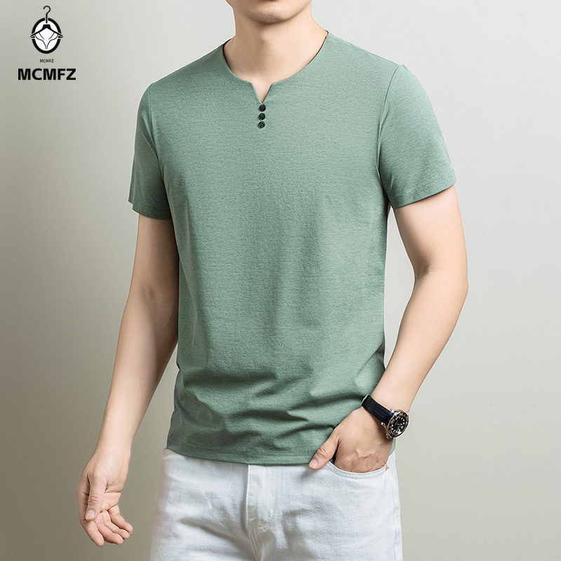 Summer Clothing Types - Maglietta Henley basic da uomo, comoda,