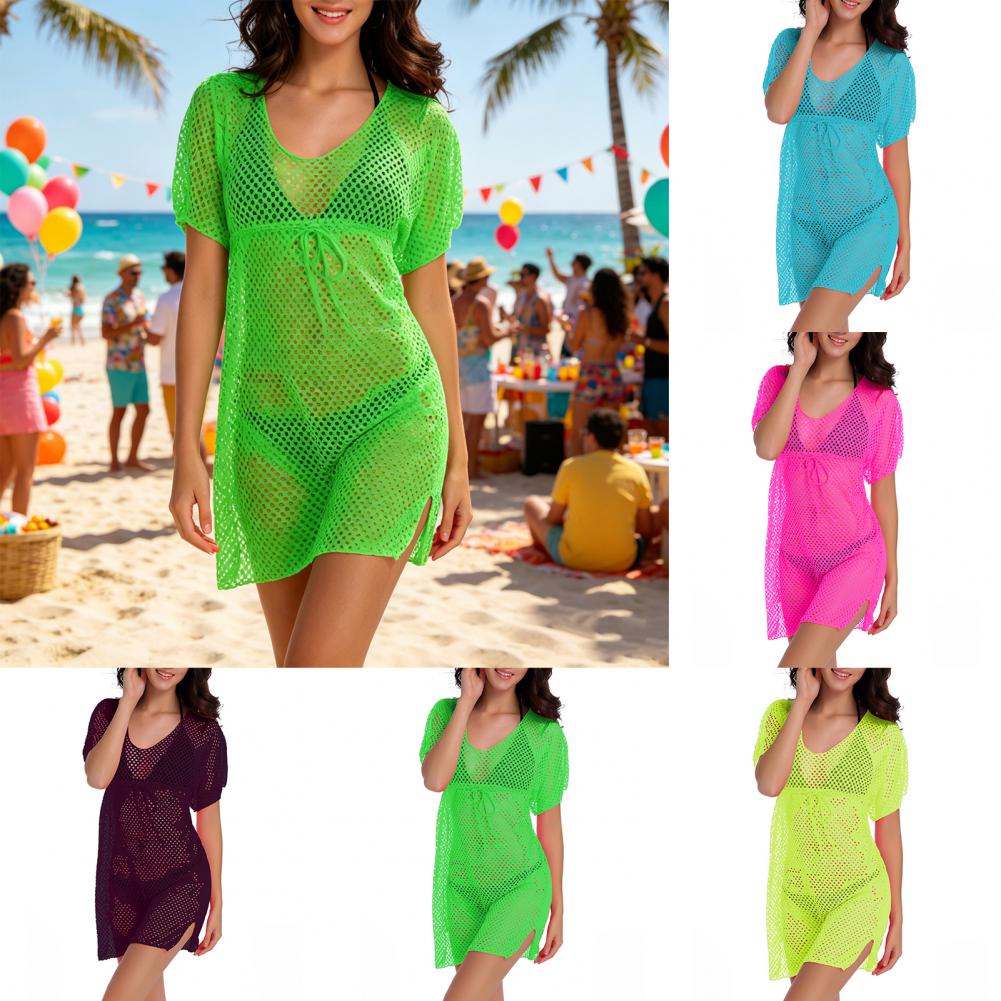 Swim Cover Up Mesh - Copricostume Bikini con Coulisse, Traspirante, Protettivo