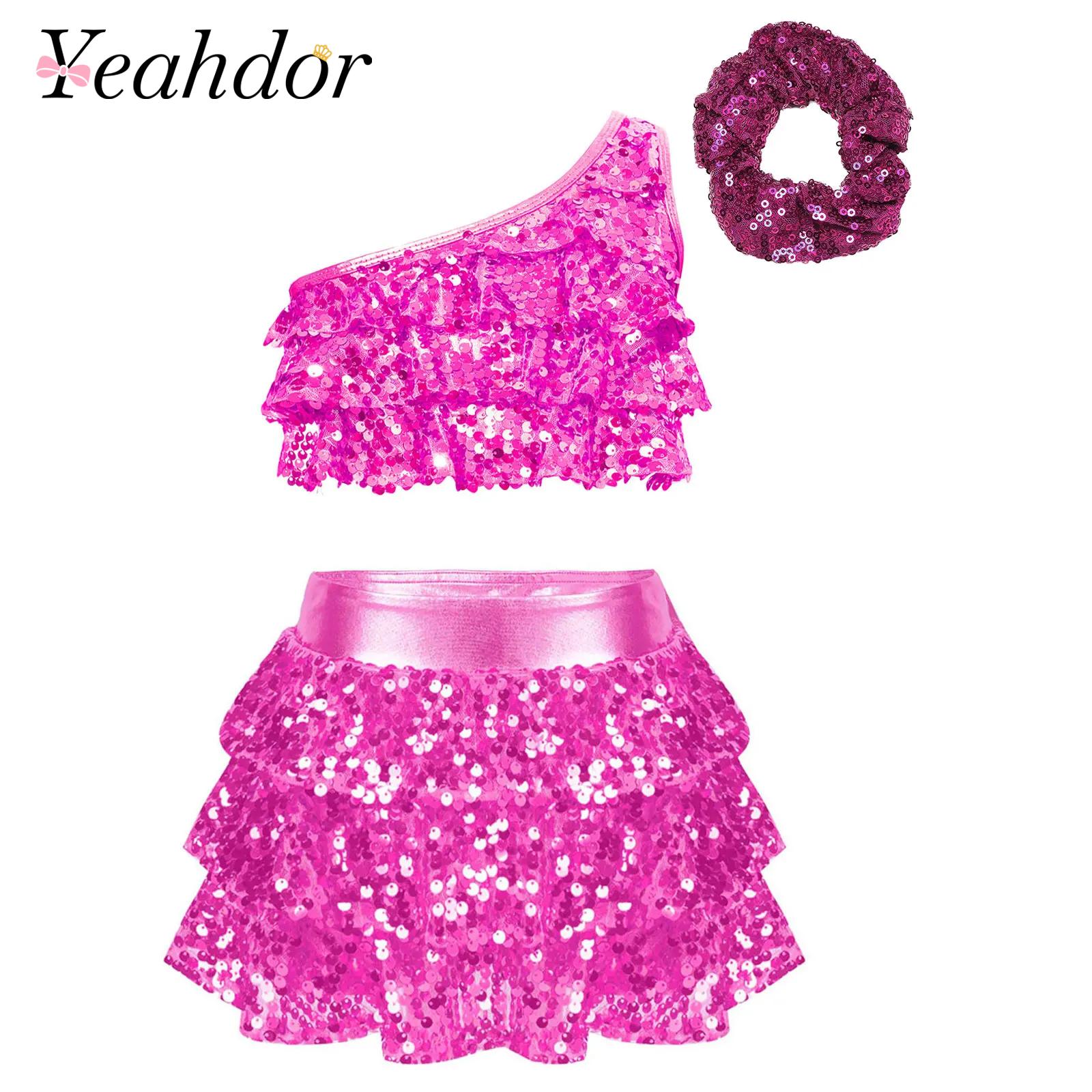 Summer Clothing Set For Girls - Bambini Ragazze Paillettes lucide Costume da