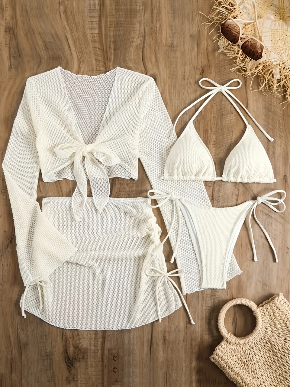 4 pezzi Halter Bikini Set 2026 - Swim Cover Up Mesh recensione e prezzo